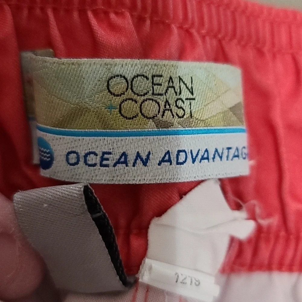 Ocean Coast Mens Board Shorts Swim Reddish Orange Ombre Ties Pocket Size‎ XL EUC